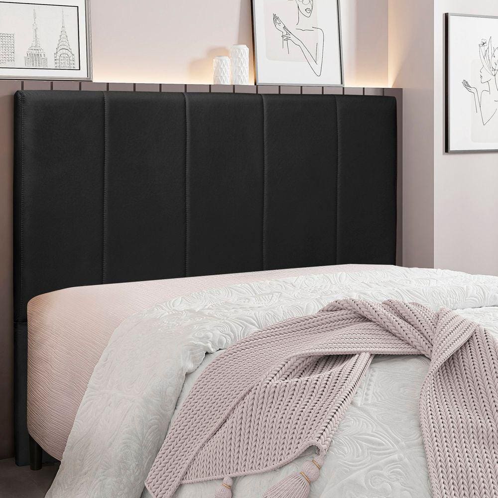 Cabeceira Casal 140cm Veludo Ravenna Spezzia Preto