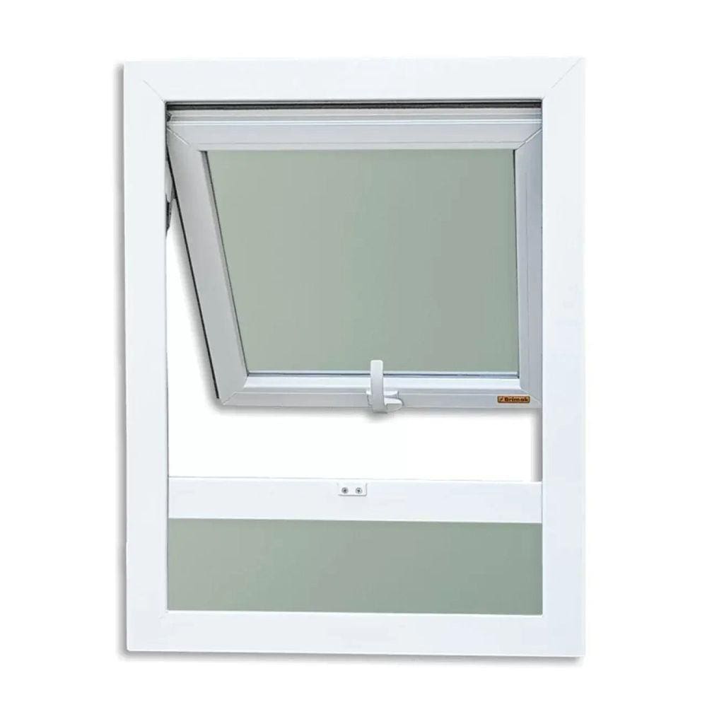 Janela de PVC Maxim-Ar 100x60cm com Bandeira e Vidro Mini Boreal ITEC Brimak Branco