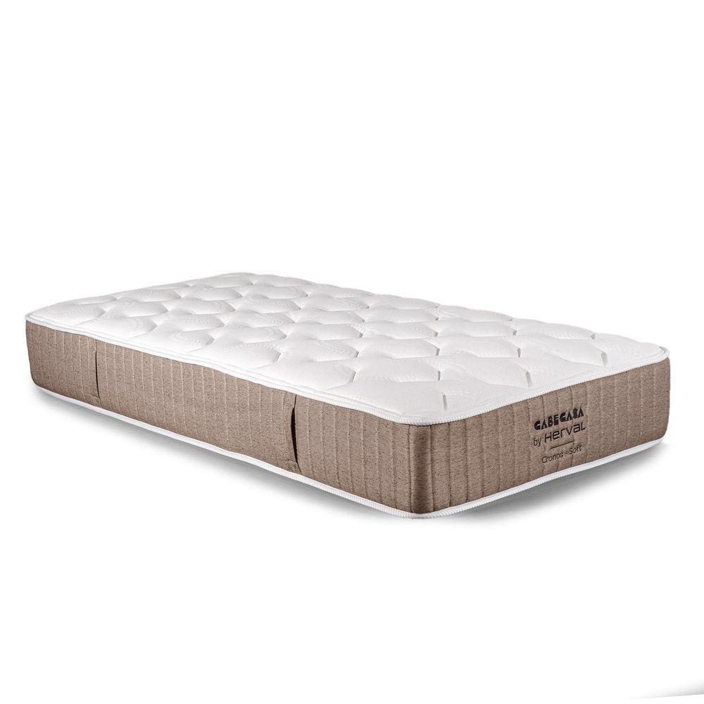Colchão Solteiro Mola Ensacada 88X188X28 cm Soft Cronos By Herval One Side Pillow CabeCasa MadeiraMadeira Branco/Bege