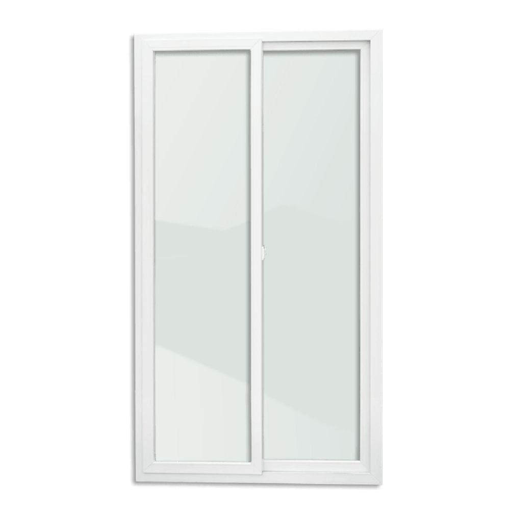 Porta de PVC de Correr 210x200cm Com 2 Folhas e Vidro liso Temperado ITEC Brimak Branco