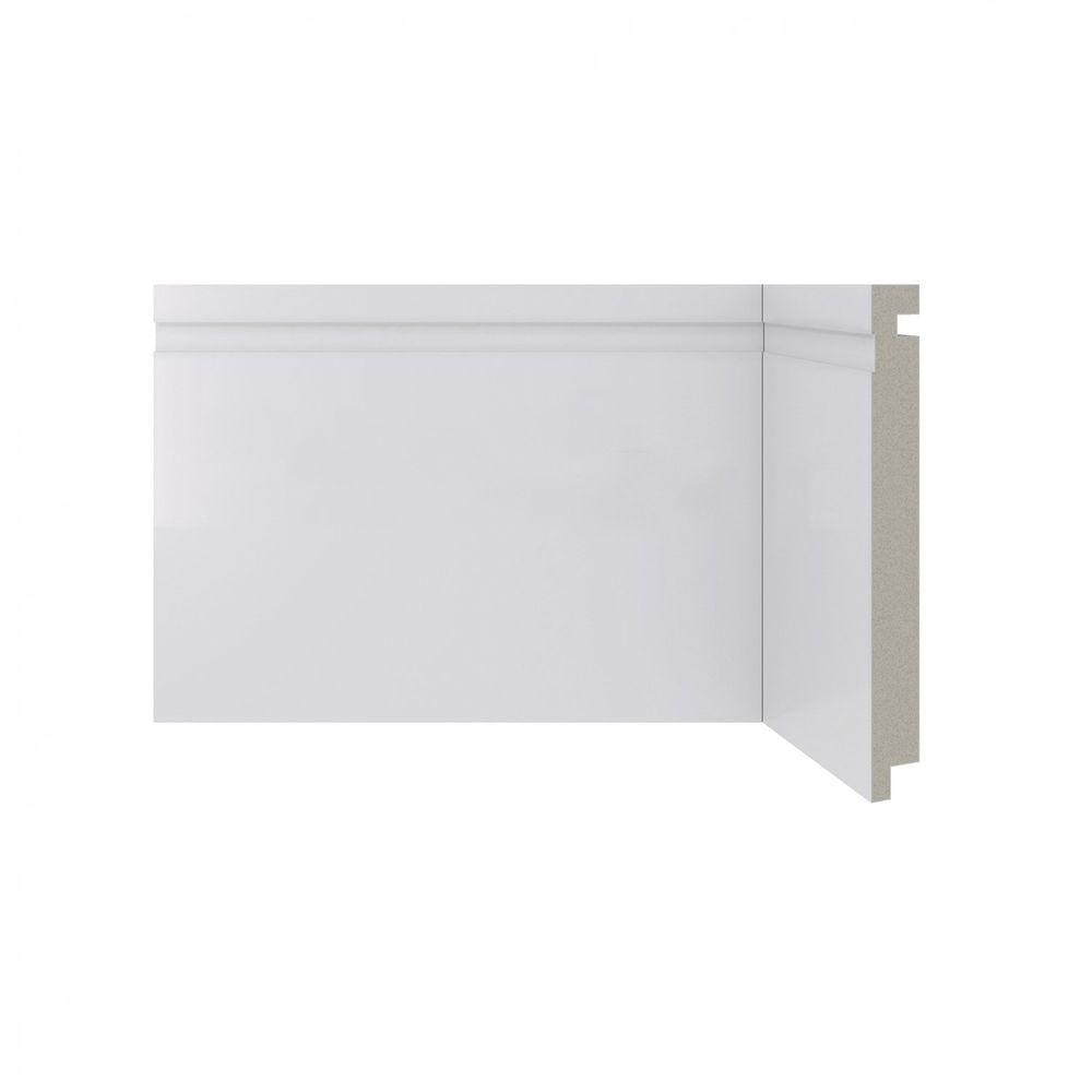 Rodapé de Poliestireno 15cm x 16mm x 2,40m Frisado Moderna 480 Santa Luzia - caixa com 10 Barras - Branco