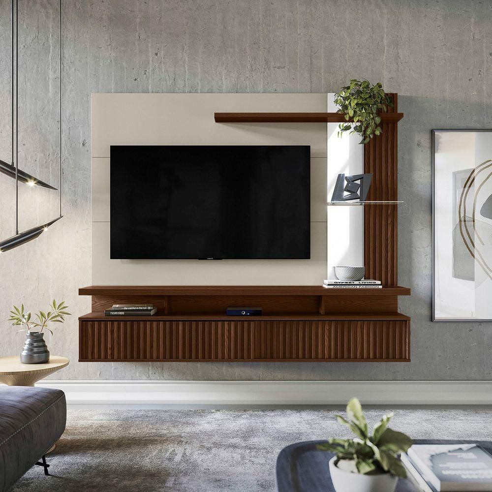 Painel Home para TV até 60 Polegadas Maragogi Linea Brasil Freijó/Off White
