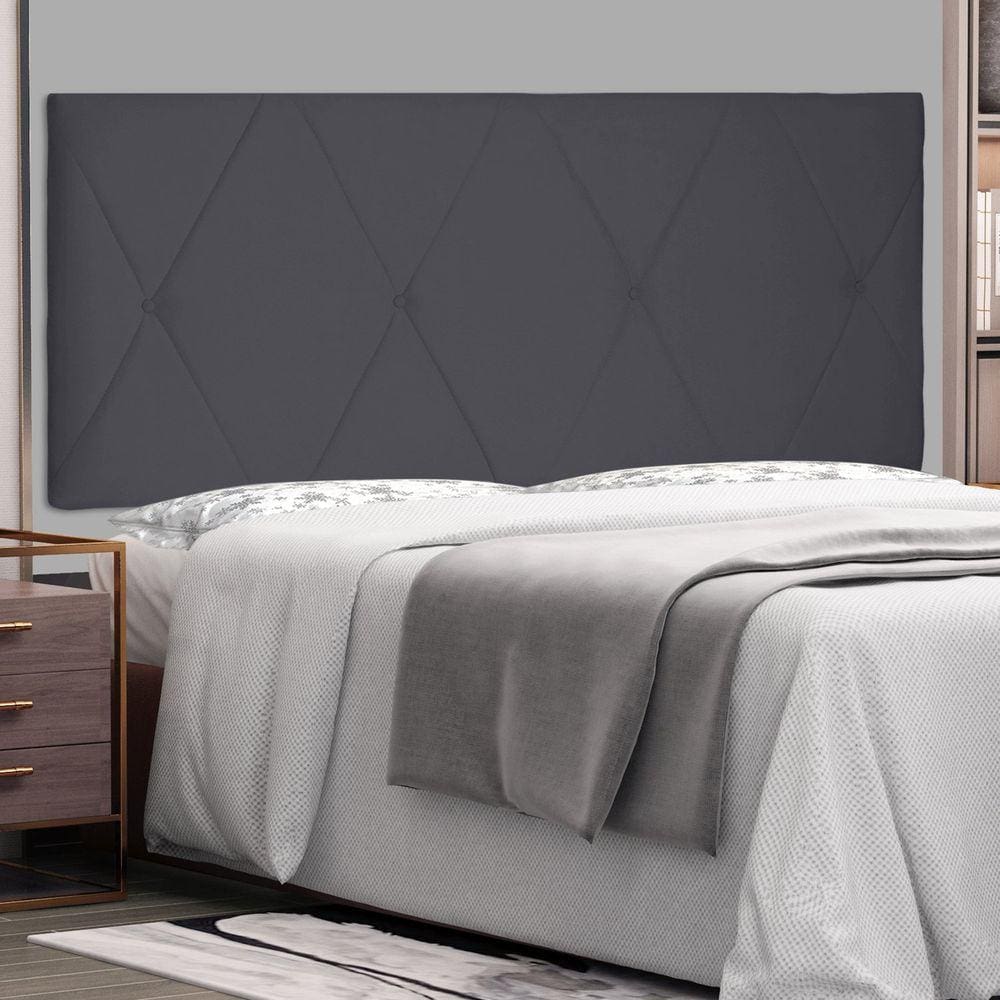 Cabeceira Suspensa King 195cm Suede Aquilla Spezzia Cinza