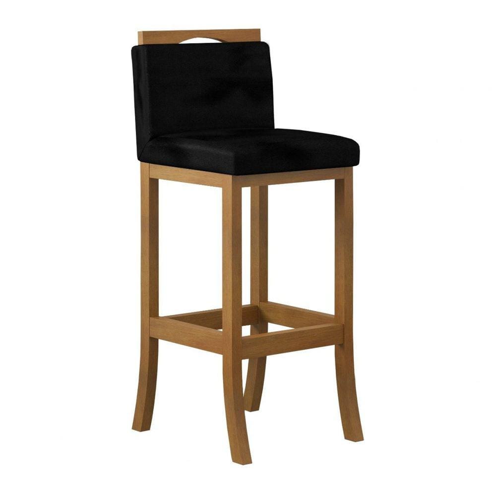 Banqueta em Madeira Maciça Londres Baixa CCS Interiores Amendoa