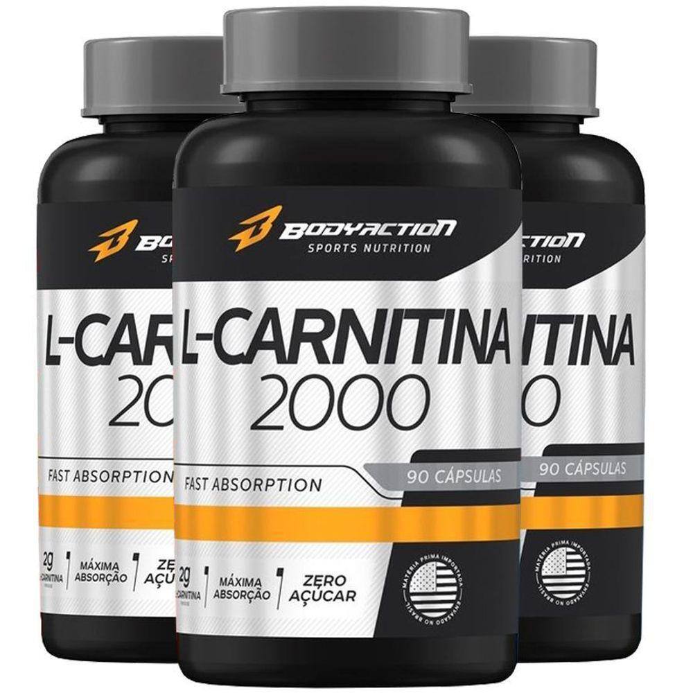 L-Carnitina 2000Mg Com 90 Cápsulas 3 Potes Bodyaction