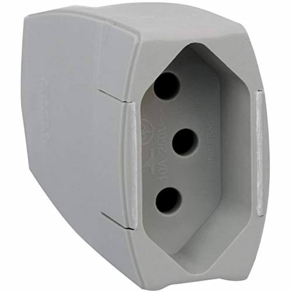 Plugue Prolongador 2P 10A Cinza Pial Femea