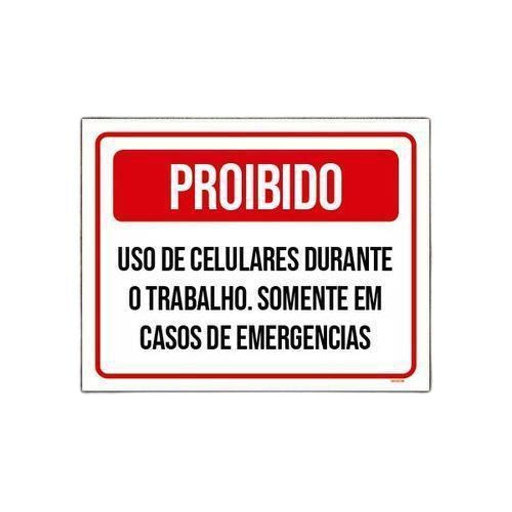 Kit 10 Placas Proibido Uso Celulare Durante Trabalho
