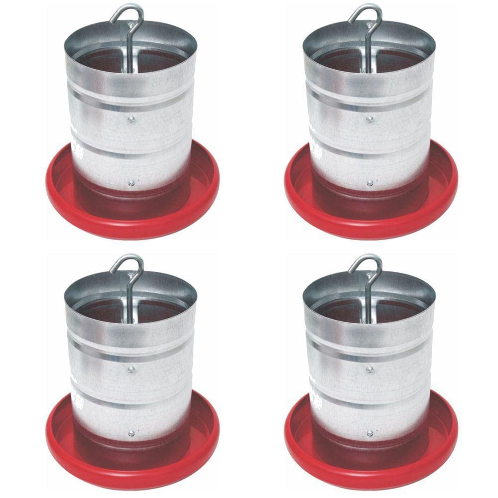 Kit Comedouro Aves Galvanizado Prato Plástico 5kg 4 Unidades