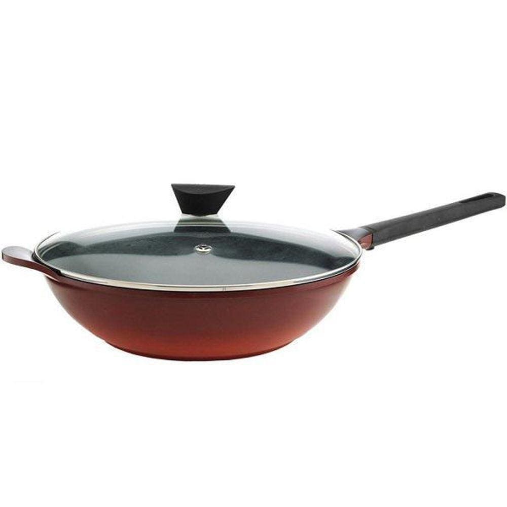 Frigideira Wok Revestimento Cerâmico 30 Cm Vermelho Neoflam