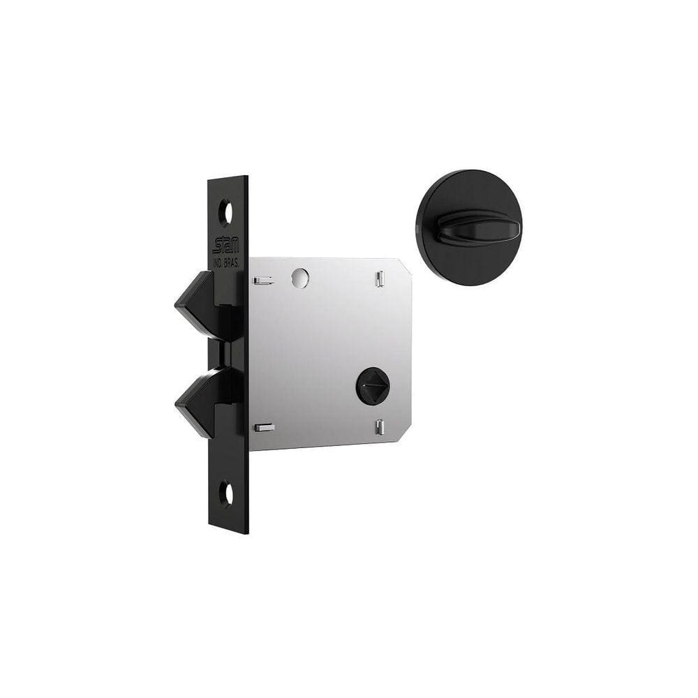 Fechadura Porta Correr Banheiro Wc Stam 1006S Preta Preto