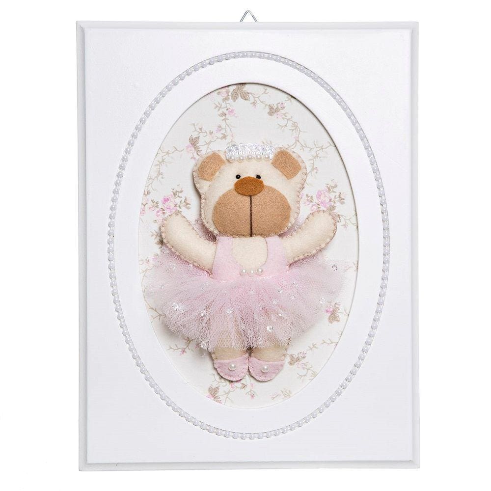 Quadrinho Balé Pérolas Ursa Bailarina Quarto Bebê Infantil