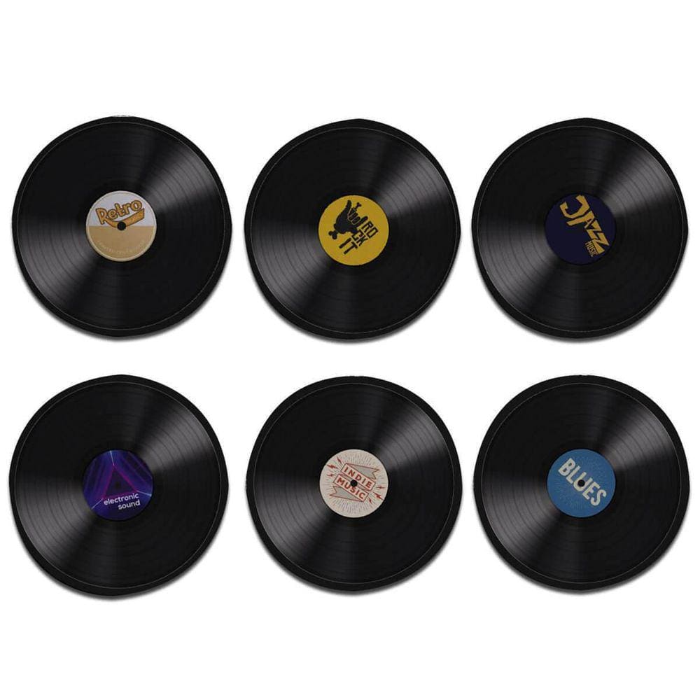 Kit 6 Porta Copos Disco De Vinil Cozinha Criativa Retrô