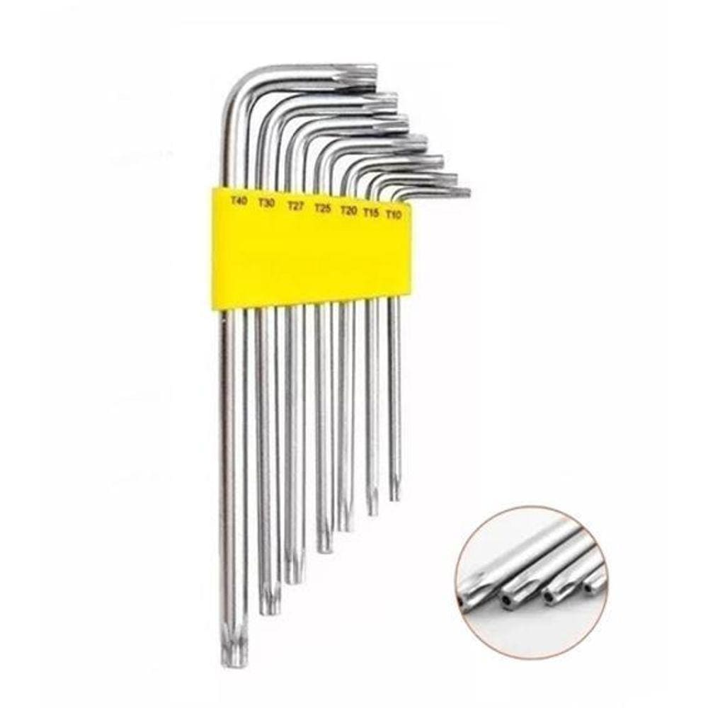 Jogo De Chave Torx Tipo L 7 Peças Com Furo Profissional