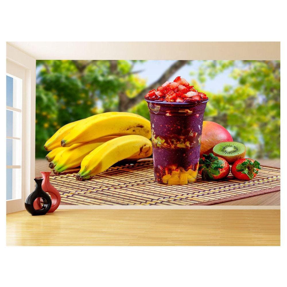 Papel De Parede 3D Alimentos Açai No Copo Frutas 3,5M Al448