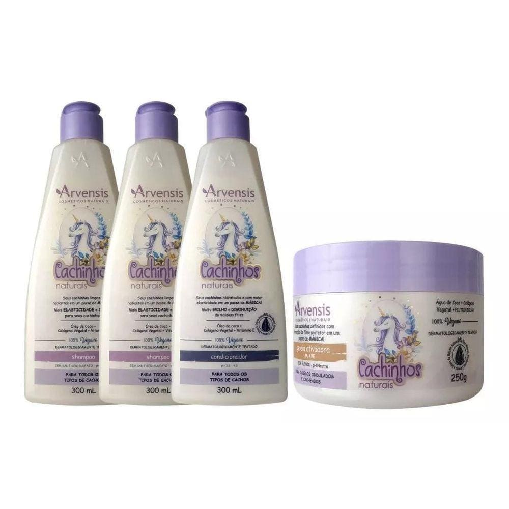 Kit Arvensis Cachinhos 2 Shampoo + 1 Cond. + 1 Geleia Suave