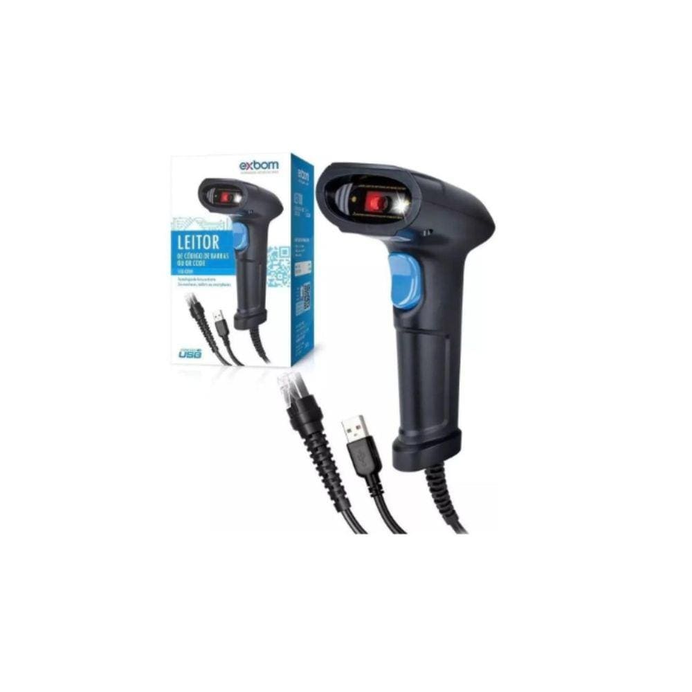 Leitor Código De Barras Imagem Laser 2D Qr Code Com Fio Usb