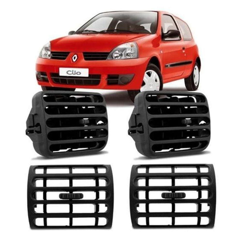 Jogo Difusores De Ar Preto Renault Clio 2000 01 A 2016 Kit
