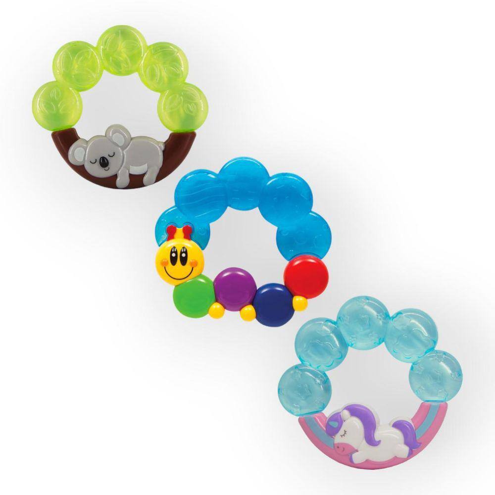 Kit 3 Mordedores Infantil Argola Agua Textura Macia