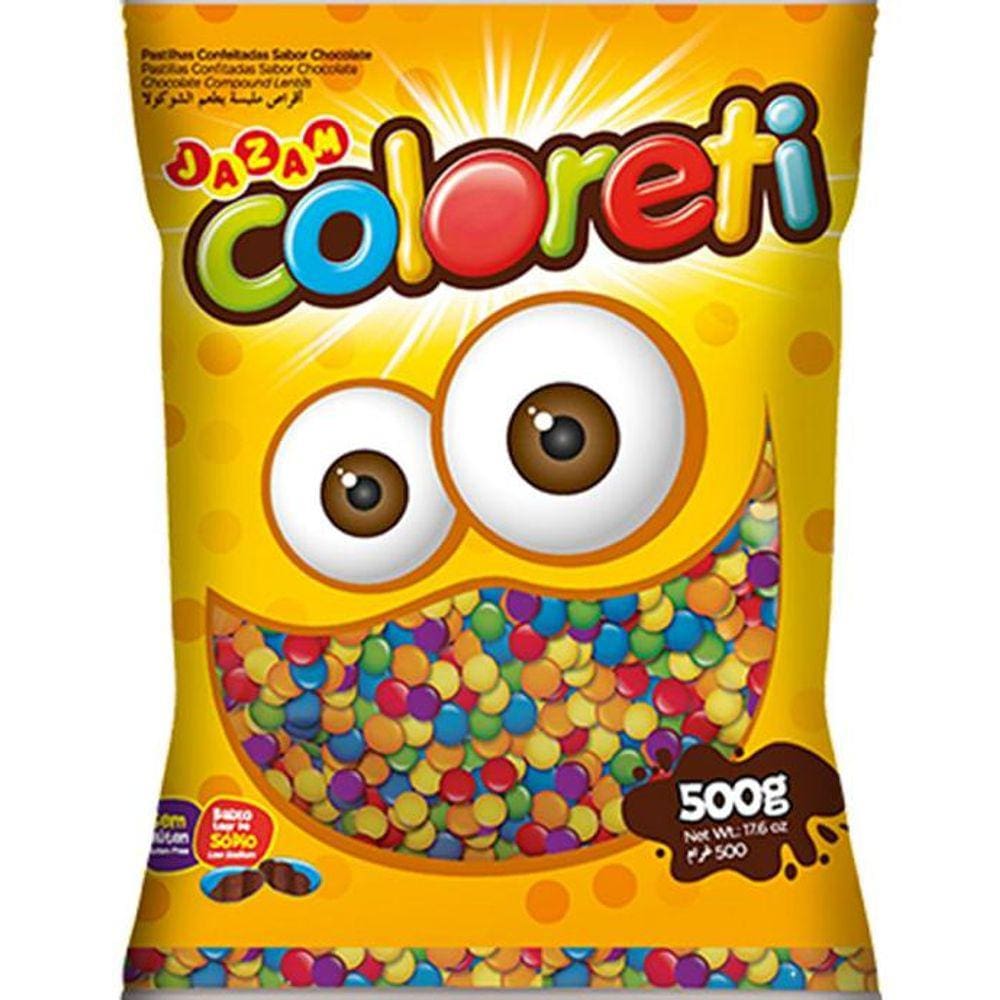 Chocolate Confeitos Coloreti Colorido 500g Tipo Confete Mm