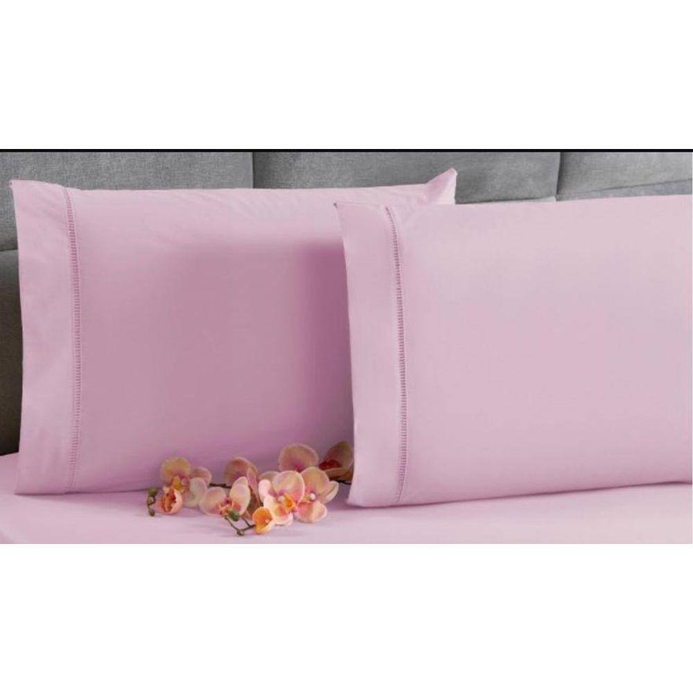 Kit 4 Fronha Avulsa Percal 200 Fios Ponto Palito Rosa