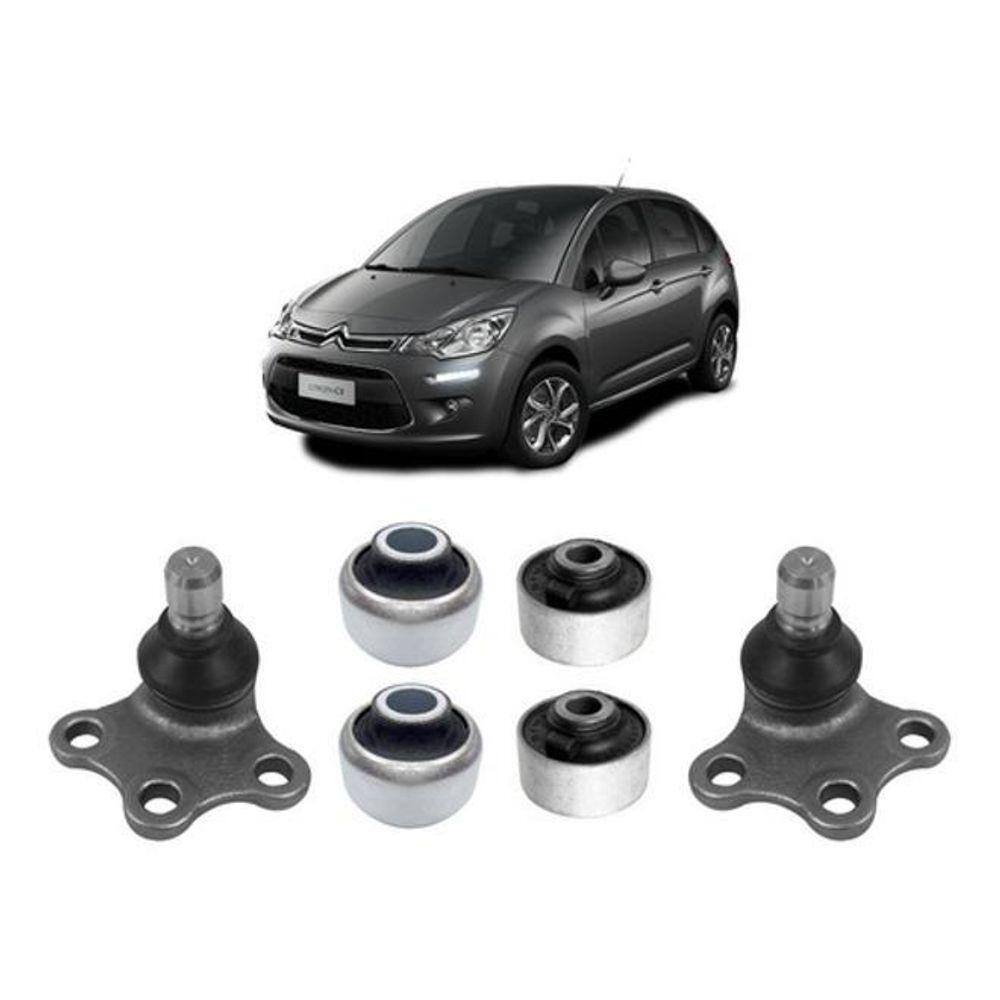 Bucha + Pivô Bandeja Leque Dianteira Citroen C3 2013 2014 15