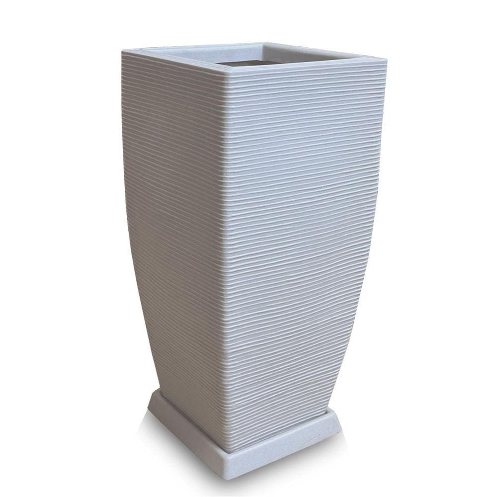 Vaso De Planta + Prato Grande Polietileno 90X40 Cinza Claro