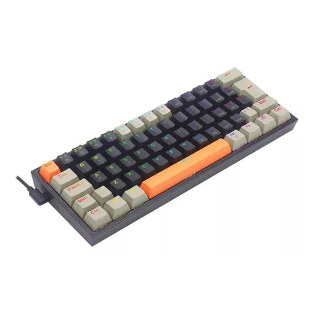 Teclado Gamer Fizz K617Rgb-Og Bk Gy Rgb Switch Brown Laranja