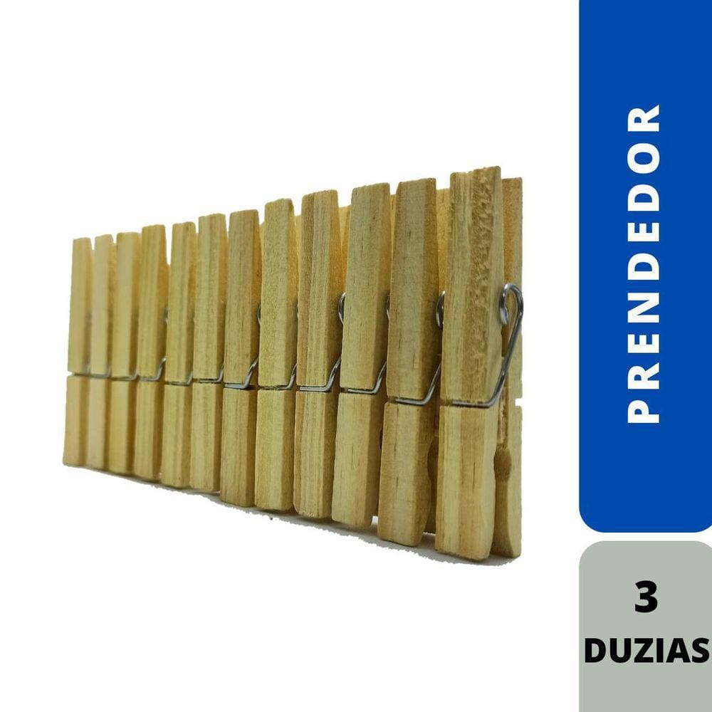 Prendedor De Roupa Madeira 3 Duzias