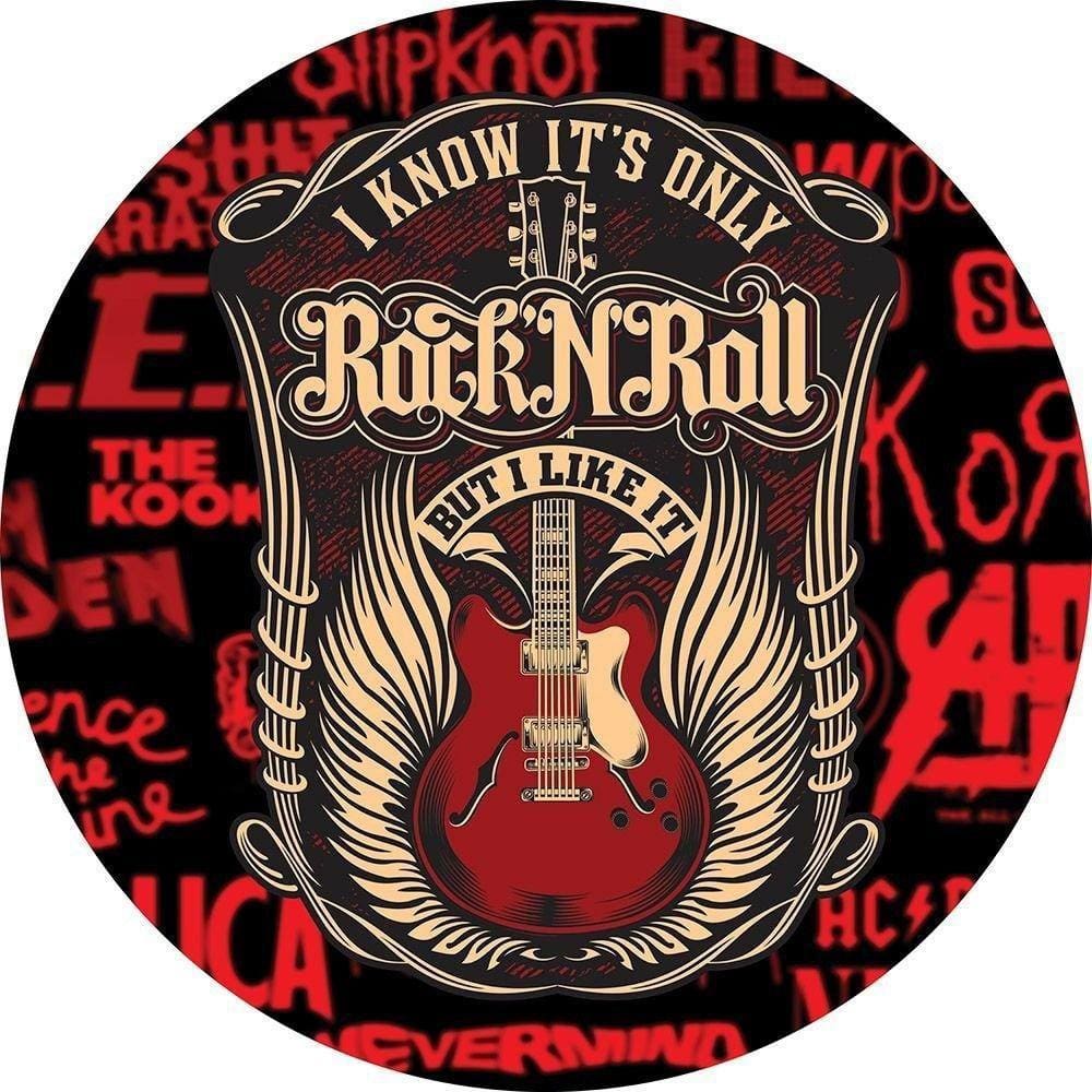 Painel Redondo Tecido Sublimado 3D Rockn Roll Frd-5924