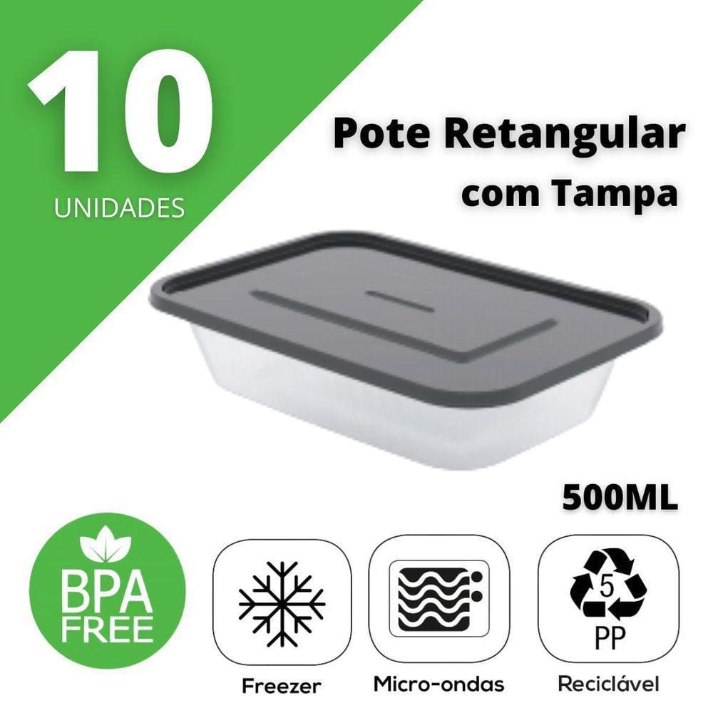 Conjunto De Potinhos Para Marmita Comida Fit Salada 500Ml