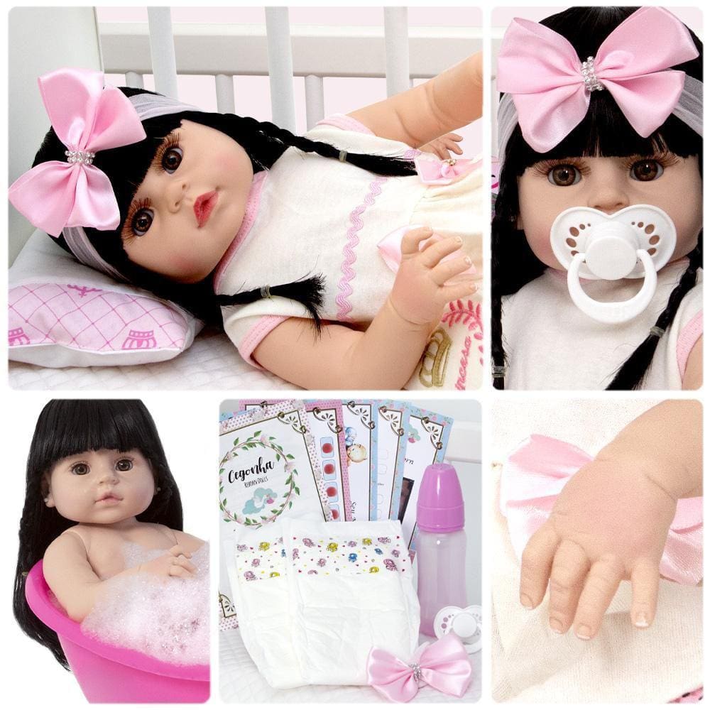 Boneca bebe reborn silicone solido realista recem