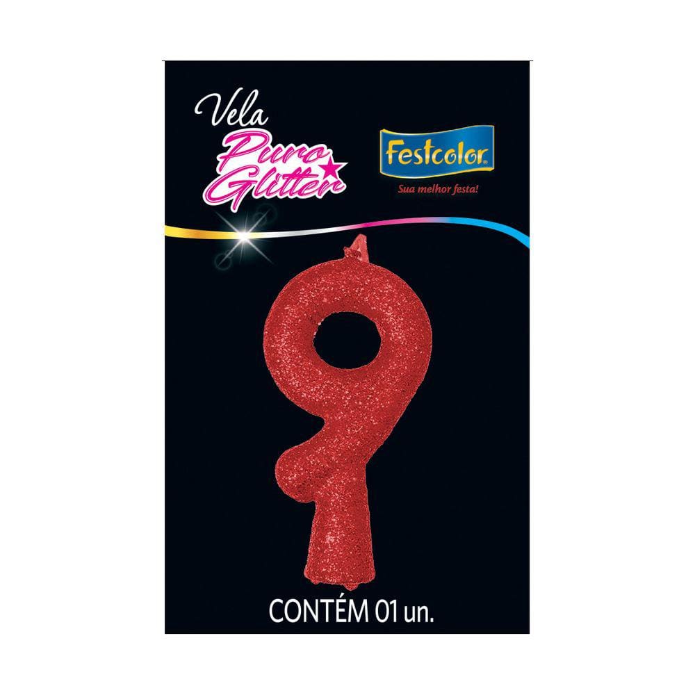 Vela de Aniversário Puro Glitter Vermelha