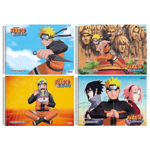 CADERNO BROCHURA PEQUENO 1/4 ANIME NARUTO SHIPPUDEN 80 FOLHAS