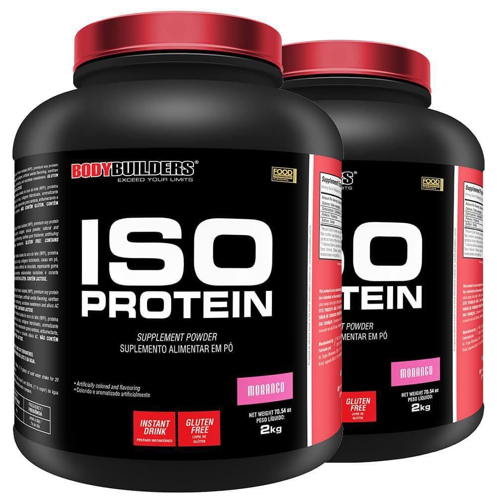 Kit 2X Whey Iso Protein 2Kg Morango - Bodybuilders