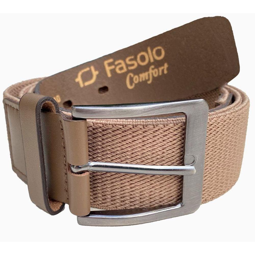 Cinto Masculino Elástico De Couro Fivela Fasolo Caqui 105
