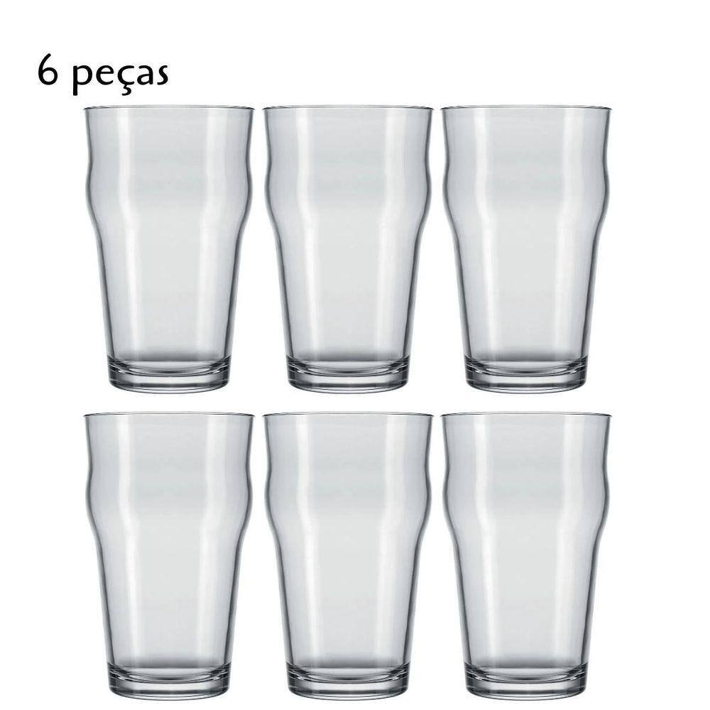 Jogo De Copos Em Vidro 6 Pçs Para Cerveja 473Ml Transparente
