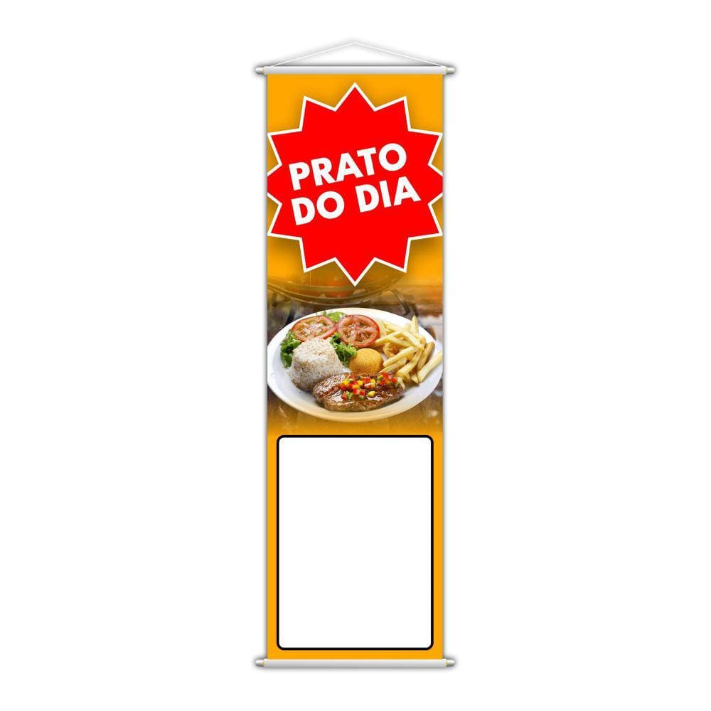 Banner Prato Do Dia Restaurante Preço Fundo Branco 100X30Cm