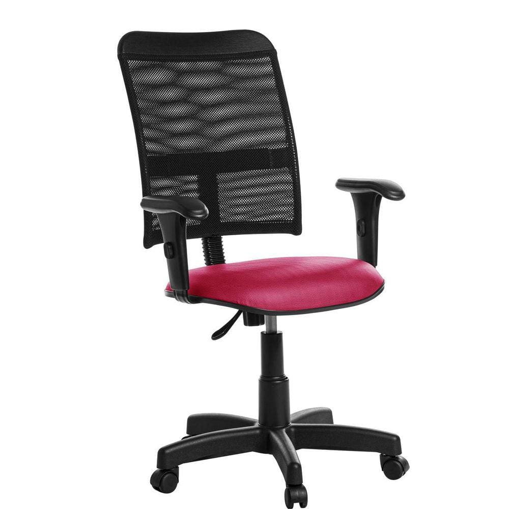 Cadeira De Escritório Giratória Tela Com Braço Rosa RV