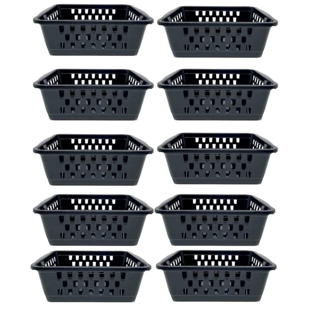 Kit 10 Cestos Organizador Médio 1400 Ml Preto 20X15X6Cm 1948
