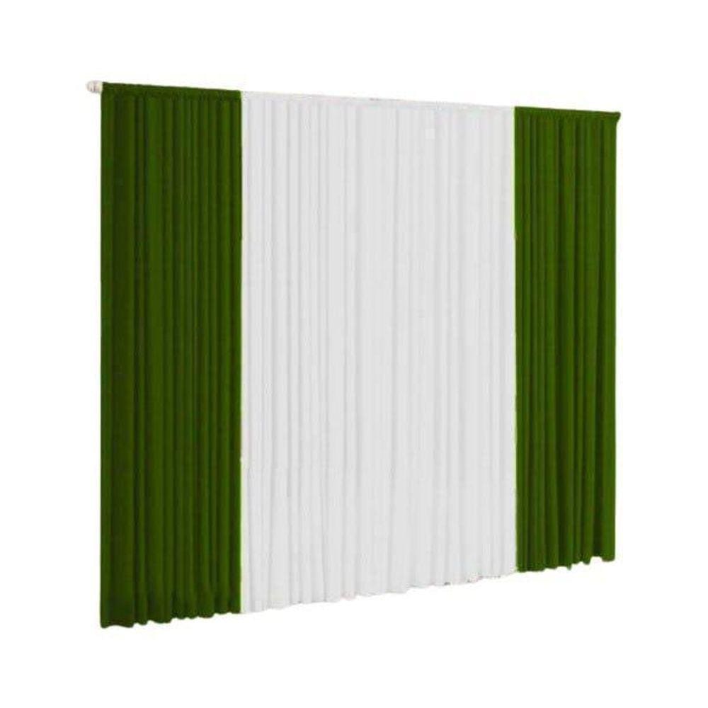 Cortina Versátil 2,00M X 1,70M Sala E Quarto Verde E Branco