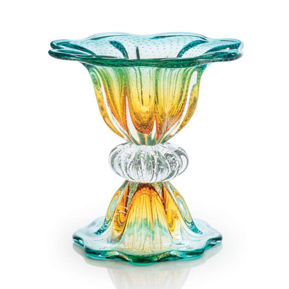 Vaso Em Cristal Murano Esmeralda Assinado São Marcos
