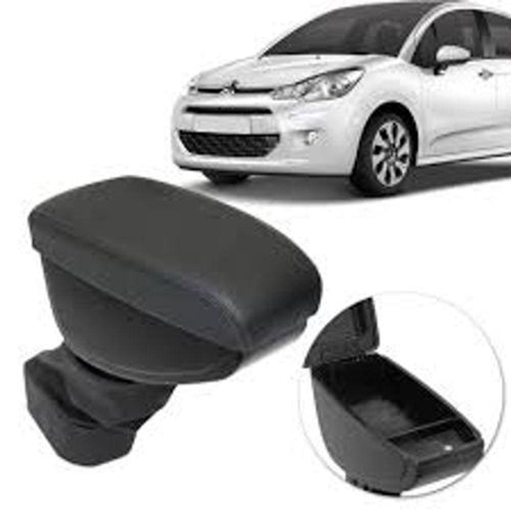 Apoio De Braço C3/Aircross Courvin Preto Com A Costura Cinza