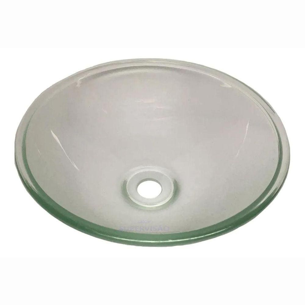 Cuba Vidro 29Cm - Sobrepor Banheiro Transparente Texturizada