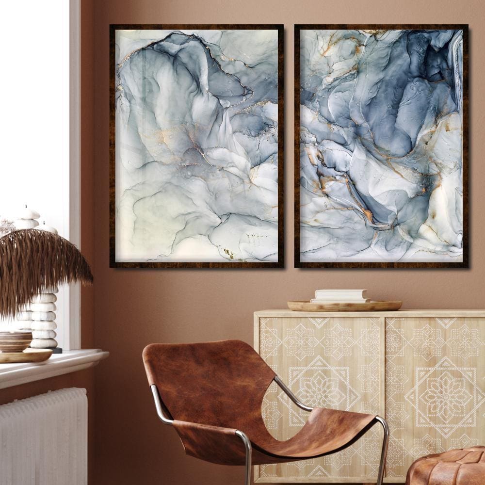 Quadros Decorativos Moldura Jogo Abstrato Azul