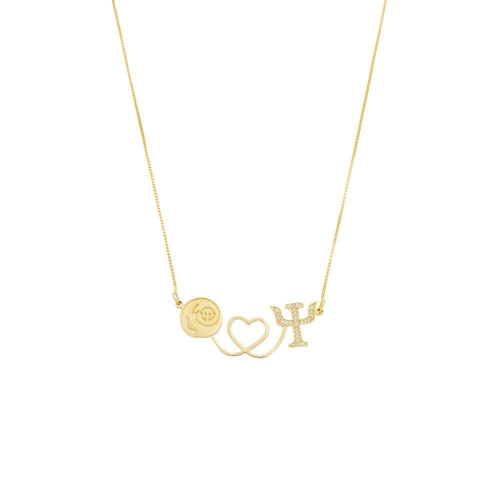 Gargantilha Profissão Psicologia  Psicóloga  Banhado A Ouro