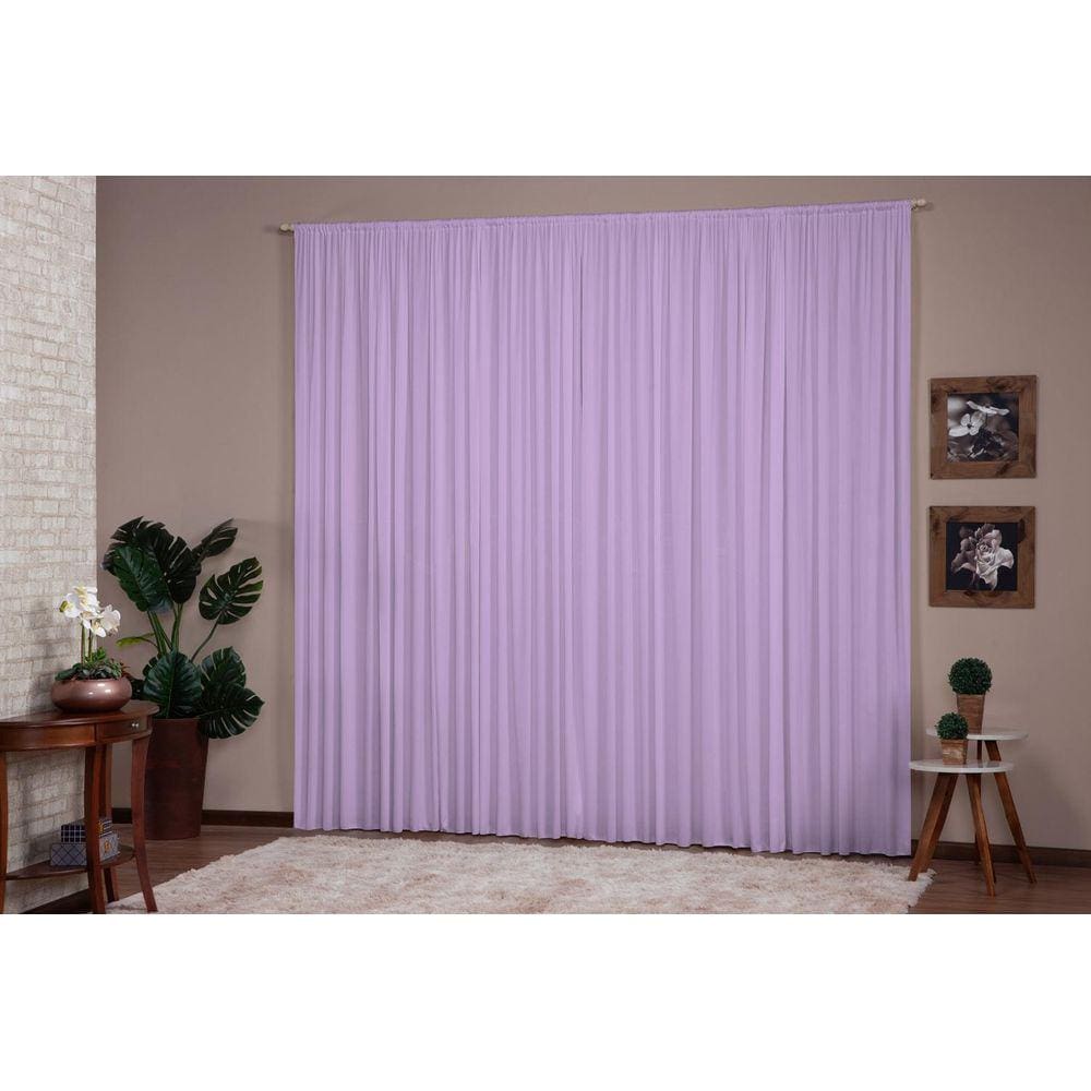 Cortina Para Decoração Sala Quarto 5,00X2,80 Lilas