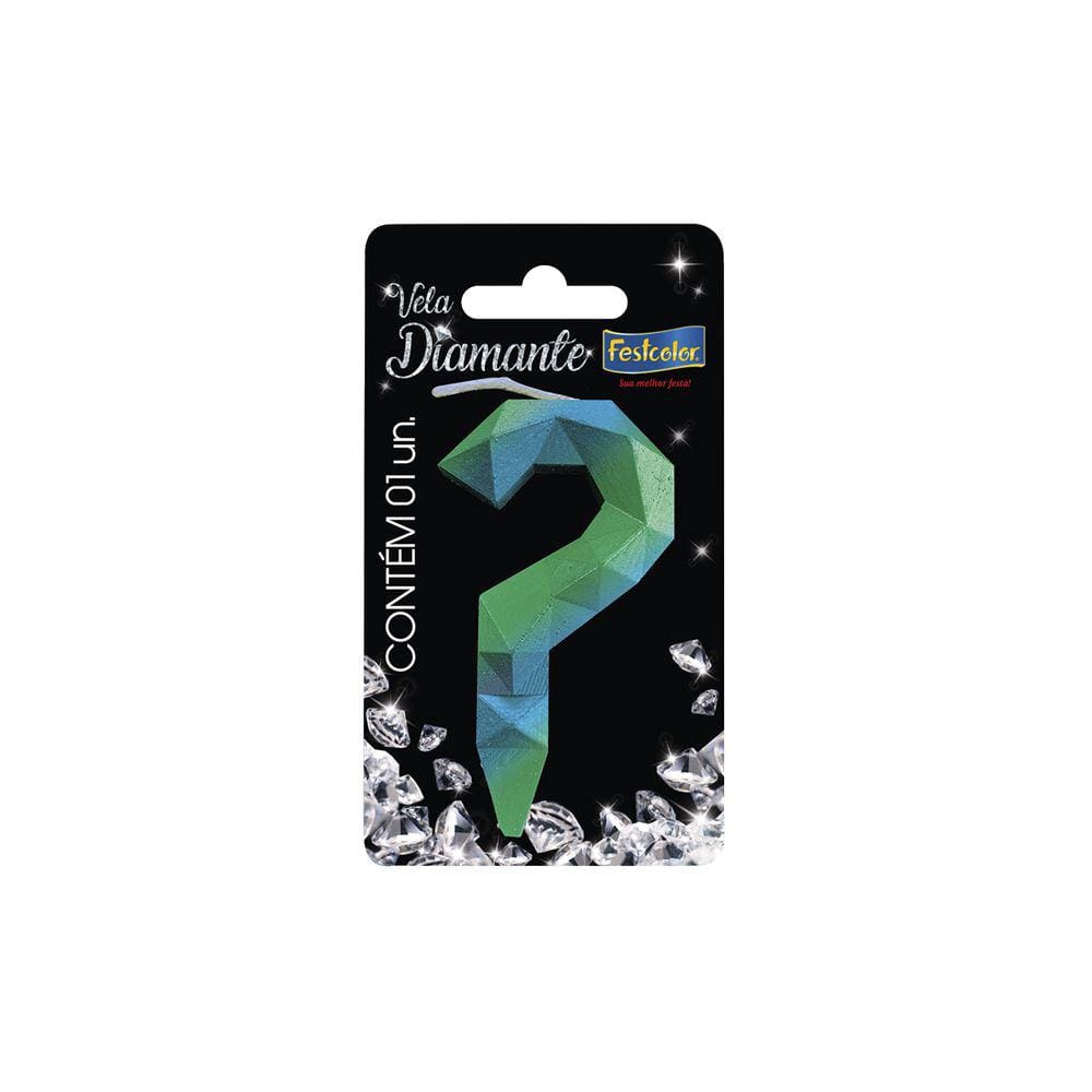 Vela de Aniversário Diamante Verde e Azul