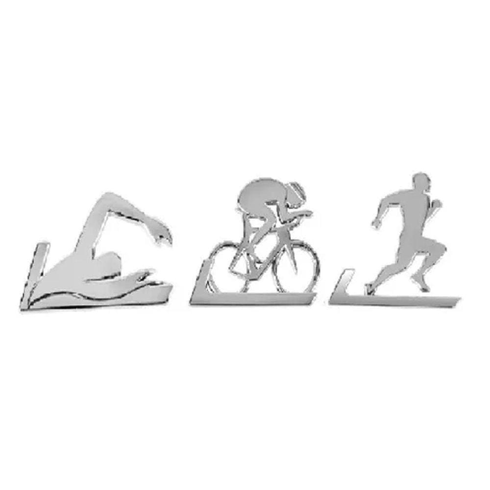 Emblema Adesivo Alto Relevo 3D Triathlon Masculino Cromado Cromado Único