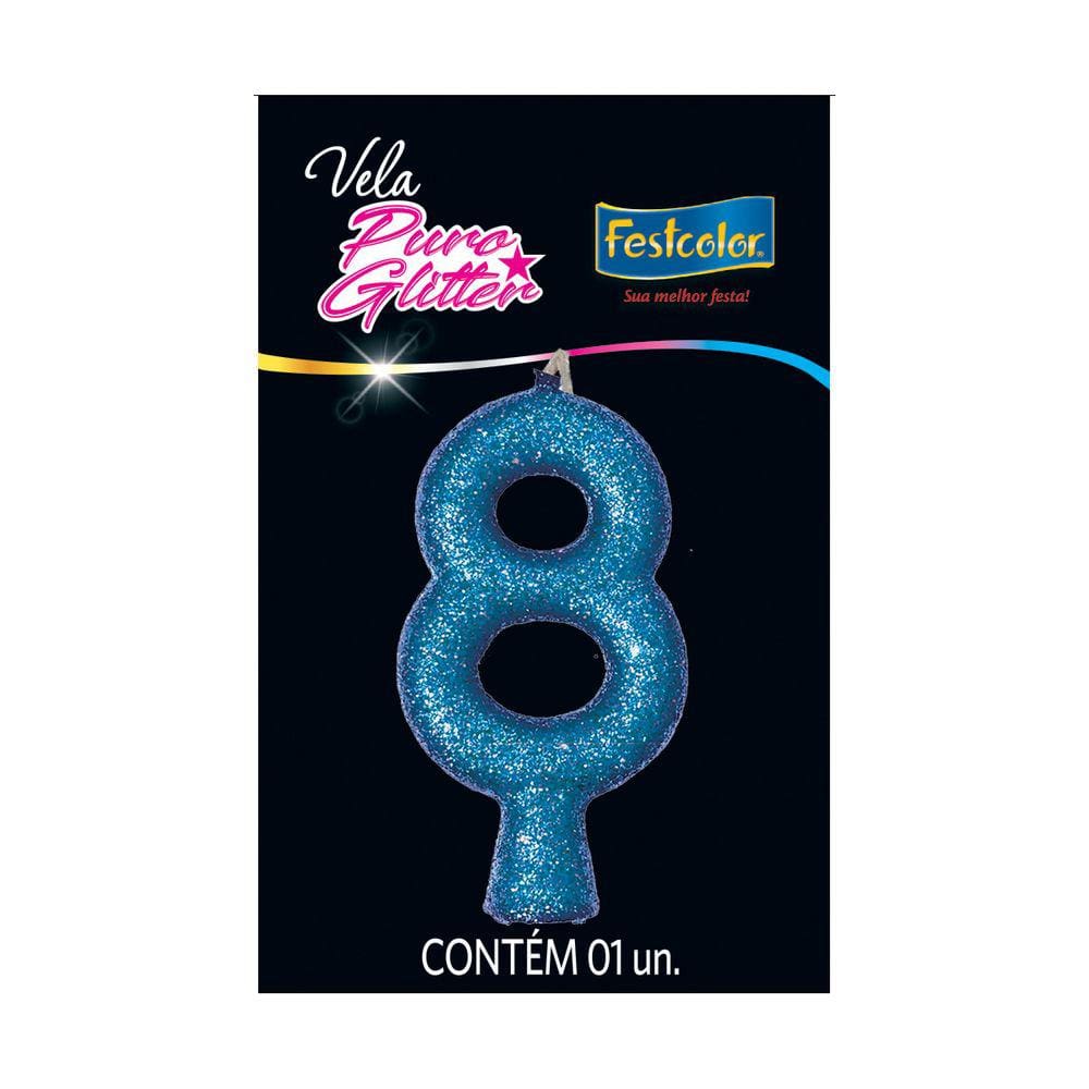 Vela de Aniversário Puro Glitter Azul