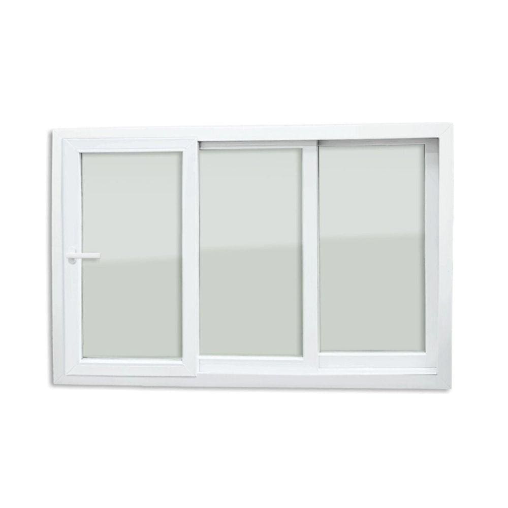 Janela de PVC 100x200cm 3 Folhas com Vidro Liso e Cremona ITEC Brimak Branco